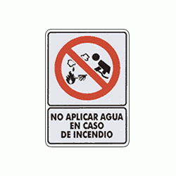 No aplicar agua en caso de incendio 1